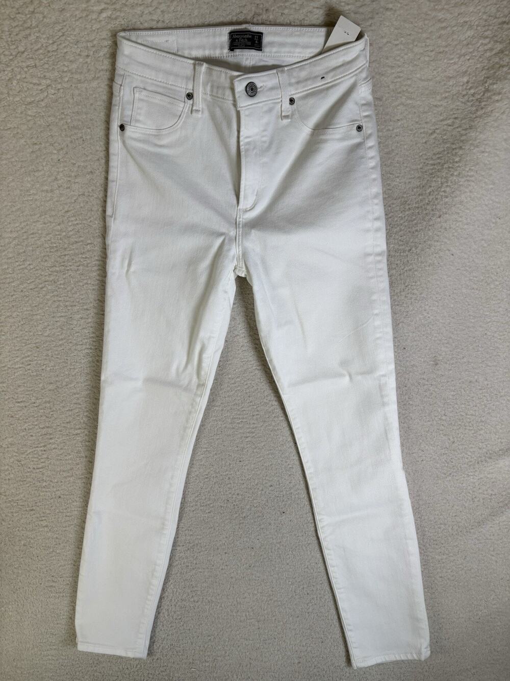 NEW Abercrombie Fitch Jeans Womens 27 4 White Simone High Rise Ankle READ